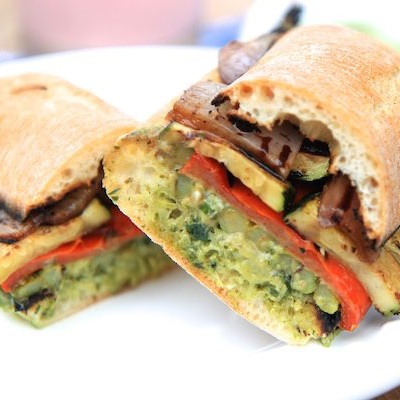Grilled Veggie Sandwich with Chimichurri Cream Cheese Spread