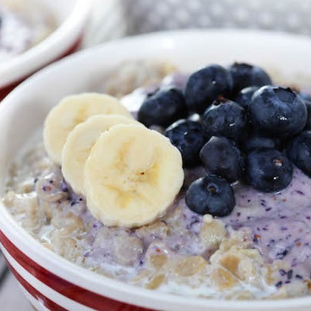 Old Fashioned Oatmeal With Blueberry Cream Cheese Swirl