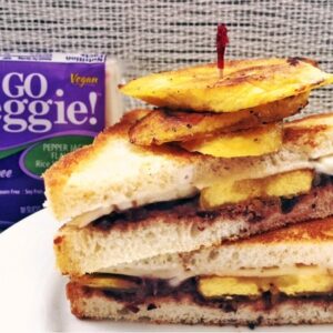 Cuban Style Pepper Jack Grilled Cheese with Grilled Plantains and Black Bean Spread